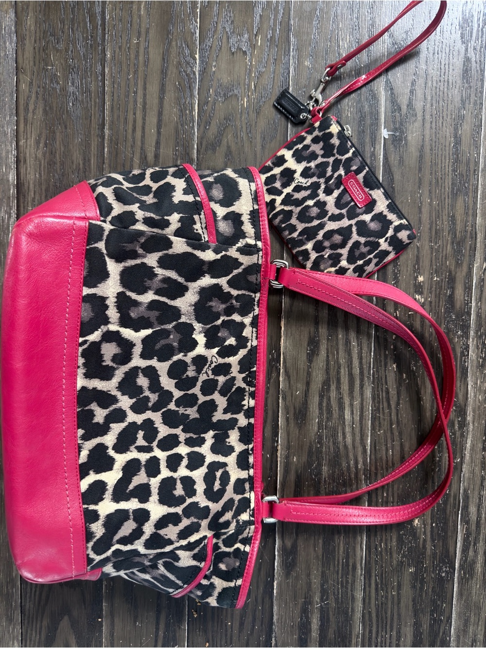 WOW Coach Park Ocelot Leopard Carrie Tote F23278 + Matching Wristlet